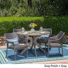 Christopher Knight Home Lina Outdoor 5 Piece Wood and Wicker Dining Set Gray