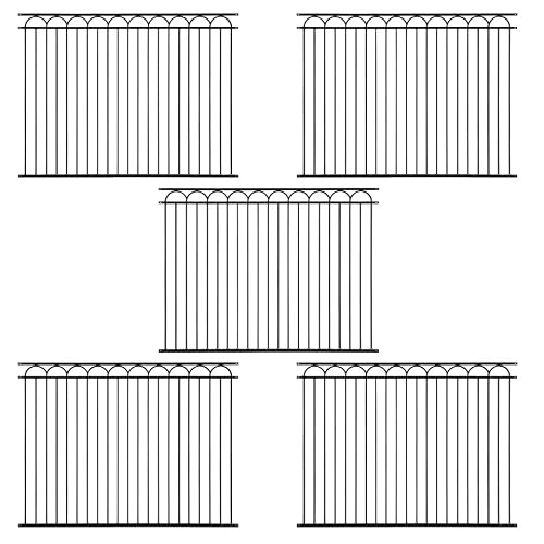 Fencer Wire Pack of 5 Heavy Duty Arc Fence Barrier Panel, 6FT Height X 8FT Width Anti-Rust Metal Fencing Panel, Diameter Steel Outdoor Decorative Garden Fence Panel for Yard, Pool, Patio