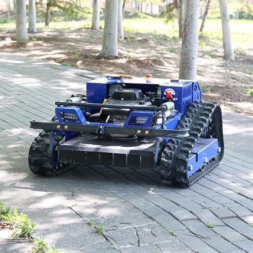 All-Terrain Remote Control Mower – 9HP Gas, 55cm Deck, 45° Slope, Auto-Retract Blades, 1600W Brushless, Zero Turn – for Farm, Orchard, Dense Grass – Professional Crawler Machine