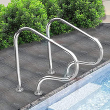MSHOSAC Pool Safety Handrails Pool Handrails Swimming Pool Handrails Easy-to-Install Handrails 304 Stainless Steel Reinforced Base Spas Stair Handrails for Garden Backyard Pools