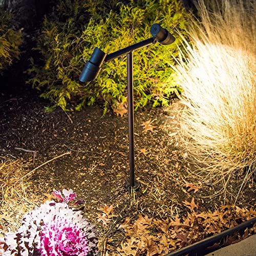 WAC Lighting Accent Stem LED 12V Path and Area Double Light 3000K Warm White Solid Brass Coated in Bronze