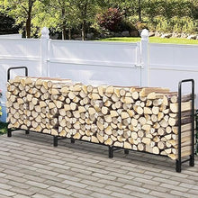 EliteBloom Large Log Firewood Rack 12 Ft Long, Outdoor Firewood Storage Stand Wood Pile Racks, Iron Lumber Stacker for Fireplace Porch Garden Wood Storage