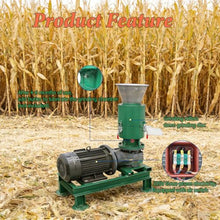 JARYANNIX 220V Three-Phase 6mm Wood Pellet Maker with 2-Head Rollers, Agricultural Waste Pelletizer,130lbs/h Pellets for Small Farm Use