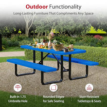 Leisure Craft 8' Rectangle Metal Picnic Table with Bench for 8, Made in USA