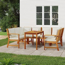 AMBERARD Patio Dining Set Cream White Furniture Set