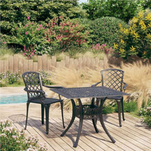 KUPTYERFG Cast Aluminum Bistro Set, 3 Piece Outdoor Dining Set with 35.4 Inch Round Table and 2 Chairs, Black Patio Furniture Set with Umbrella Hole for Garden, Balcony