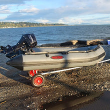Seamax Heavy Duty Ocean320 10.5ft Inflatable Boat with Aluminum Floor, V Bottom Dark Grey, Red