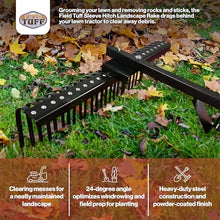Field Tuff Heavy Duty Sleeve Hitch Landscape Rake, Black, 48 Inch Wide