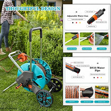 Hose Reel Cart Garden Hose Reels for Outside with Wheels Mobile Garden Hose Cart, Professional Garden Hose Reels, Household Water Pipe Storage Rack, Easy to Install (Color : Blue, Size : Hose Cart+4