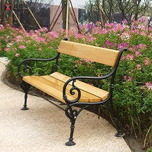 KYTGFH Garden Benches, Patio Bench Park Bench Outdoor Conversation Couch, Park Outdoor Benches, Anticorrosive Solid Wood Backrest Benches, Outdoor Courtyard Cast Iron Frame Leisure Benche