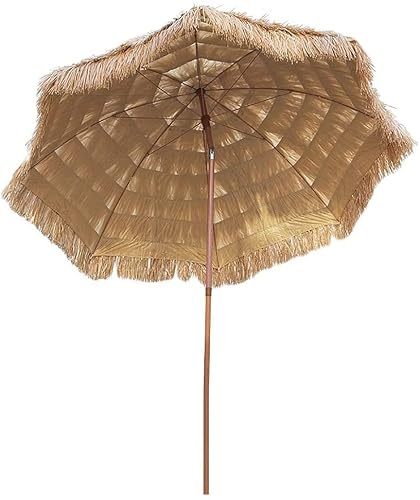 Parasol Umbrella Beach Umbrella Outdoor, Tropical Hawaiian Patio Straw Umbrella with 8 Sturdy Steel Ribs, Shading Grass Umbrella for Back Room (Size : 7.8FT) ()