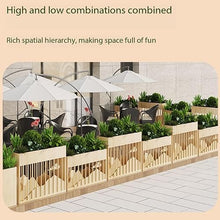 FYorbitH Flower Box Wood Grain Planter Box Flower Trough Green Plant Container Partition(Medium)