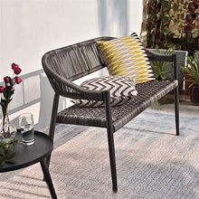 Outdoor Bench All-Weather Patio Rattan Bench, 2-Seater Outdoor Rattan Bench with Round Coffee Table, PE Rattan Patio Furniture Set for Balcony Deck Backyard Garden Bench (Size : Set of 1)