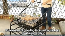 360 Rotating Charcoal Grill, Camping Rotating Smoker Grill BBQ, Liftable Charcoal Basin Stainless Steel Rotisserie Grills for Camping Garden Commercial Barbeque