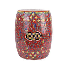 LINKIO Garden Stool Decorative Garden Stool, Hand-Painted Pastel Peony Design, Vintage Round Drum Style, Indoor Outdoor Multi-Purpose Table Ottomans(A)