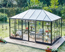 AMERLIFE 14x9.5x9 FT Hybrid Polycarbonate Greenhouse Black