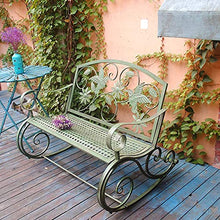 KYTGFH Garden Benches, Patio Bench Park Bench Outdoor Conversation Couch, 41- Inch Antique Courtyard Rocking Chair, Cast Iron Metal Frame Garden Furniture Rocking Chair, Double Seat with