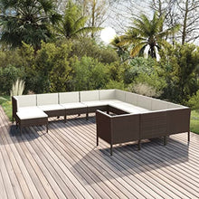 AMBERARD 12 Piece Patio Lounge Set with Cushions Poly Rattan Brown Furniture Set