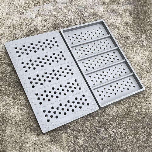 RENLXFI Grid Drain Cover, Pack of 1 2 3 4 5 6 8 10 15 20, Heavy Duty Channel Drainage Grates for Garage/Porch/Decks/Shed, Gray Drain Grill Outdoor with Drain Holes(4 pcs,50x20x4cm(19.7x7..8x1.6in))