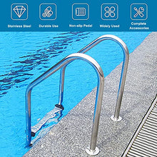 Pool Ladder, 2-Step Stainless Steel Inground Swimming Pool Stairs w/Non-Slip Footstep, 440 lbs Capacity