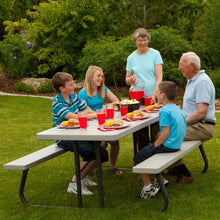 Lifetime Folding Picnic Table and Benches, 6 Feet, Putty, Pack of 4
