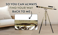 NAVIROCK Royal Vintage Double Barrel Brass Telescope with Black Leather & Adjustable Wooden Tripod Shiny Brass