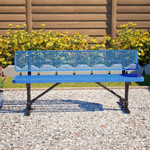 Caforkp 96x96 Metal Picnic Table Blue Mesh Top Outdoor Dining