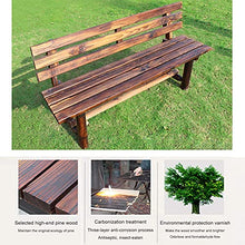Garden Bench Outdoor Garden Bench Terrace Lounge Seating Anticorrosive carbonized Solid Wood Park Chair Garden Double Chair Lawn Benches with backrests for 2-3 People for Balcony Deck Backyard (150CM