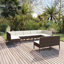 KPOUTRFG 9 Piece Modular Outdoor Seating Set Brown Garden Lounge Set with Flexible Arrangement for Patio