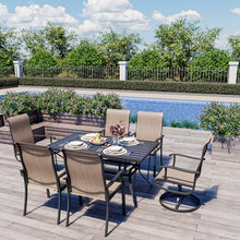 Pamapic 7-Piece Patio Dining Set with 2 Swivel Chairs & 4 Regular Chairs Beige