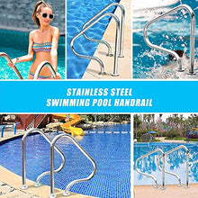 WUHUQN Swimming Pool Hand Rail 440lbs Load Capacity Handle for Ground Swimming Pool 304 Stainless Steel Stair Pool Hand Rail, Silver