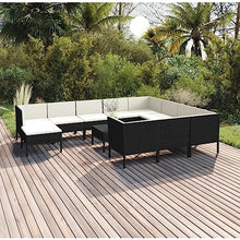 LKJVFCPW 12 Piece Patio Lounge Set, Modular Outdoor PE Rattan Furniture Sofa with Cushions, Garden Sectional Conversation Set for Backyard, Deck, Poolside - Black