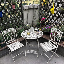 RNQZ Bistro Set Metal Outdoor Garden Patio Set,Balcony Furniture Foldable Table &Two Chairs,for Balcony, Decking, Terrace, Lawn,White