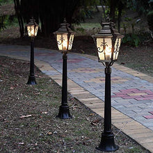 Outdoor Rainproof Anti-Rust Lawn Lantern Villa Park High Pole Street Lighting Landscape Fixture Aluminum Rustic Courtyard Ground Road Lamp Classic Pillar Post Light E27 Landscape Lighting (Black 2.7