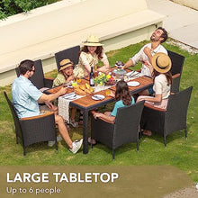 Devoko 7 PCS Acacia Wood Patio Dining Set, Black Rattan