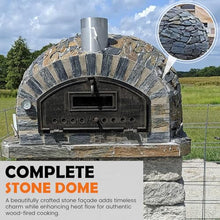 Authentic Pizza Ovens Pizzaioli Stone Finish Premium Wood-Fired Pizza Oven Handmade in Portugal Triple-Insulated Brick Oven, Drop-Down Door, Stainless Steel Chimney, Thermometer & Baking Dish Included