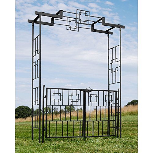Achla Squares Arbor II Garden Arch Graphite