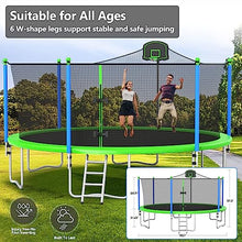 Lyromix Teal Blue Outdoor Trampoline with Basketball Hoop & Sprinkler - 16FT/15FT/14FT