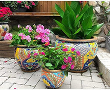 FAFACAI Rural Outdoor Courtyard Flowerpot Hand-Painted Colorful Classical Planter Ceramic Plant Pot Large Flower Pot European Flowerpot Garden Balcony Decoration Bonsai Pot (35 * 32cm)