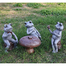 SAeWare 4PCS Garden Ornament Table and 3 Frogs Playing,Micro Landscape Decor Hope Enjoy Peace DIY Crafts
