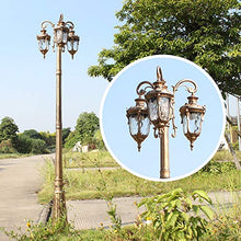 European Vintage Outdoor Ip54 Waterproof Street High Pole Pillar Light E27 3-Lights Glass Die-Cast Alandscape Path Way Decorative Post Light Garden Villa Lawn Illumin(Height 3.2m)