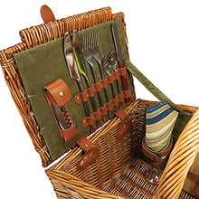 2 Person Wicker Picnic Basket Set with Traditional Green Blanket - Gift Ideas for Christmas Mum Mothers Day Wedding Birthday Anniversary Business Gifts Corporate