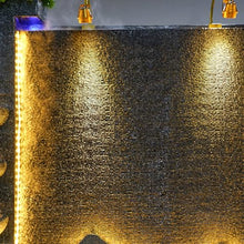 7 ft Elegant Cement Waterfall Fountain, Indoor/Outdoor, Waterfalls Durable, Weatherproof Home Decor, Garden, Lawn, Lobby, Entryway, LED Lights,Office,Restaurant, Balcony, Dark Gray, Housewarming Gift