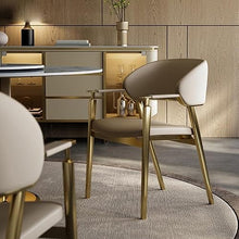 eexbz Comfortable Desk Chair Dining Chair Italian Style Leisure Negotiation Chair Hotel Store Chair Leather Armrest Host Tea Chair Home Office Desk Chairs(A)