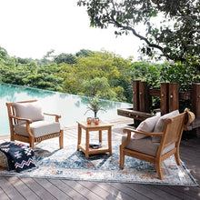 Cambridge Casual Costa Outdoor Club Chair, Teak Wood Patio Club Chair with Beige Cushion, Deep Seating Outdoor Lounge Chair with Backrest Pillow & Removable Cover for Balcony, Patio, Sunroom