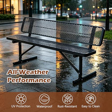 72" Heavy Duty Metal Picnic Bench for 3-4 Adults, Outdoor Dining Table with 882LBS Capacity, Galvanized Steel Rustproof Frame, Diamond Mesh Top – for Garden, Patio, Park, School, Commercial