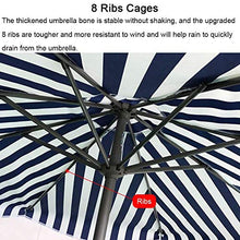 3WWWQMAA8 Striped Umbrella, 9ft Patio Umbrella for Outdoor Deck Pool Durable Green Parasol, Market Table Canopy with Waterproof Sun Shade Fabric
