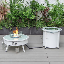 LeisureMod Walbrooke Modern Aluminum 5-Piece Patio Conversation Set with Firepit Table Green