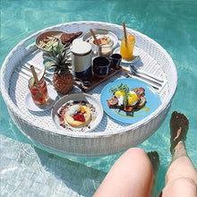 Round Floating Tray Drink Float Tray - Brown Woven Hot Tub Side Table for Drinks and Breakfast, Multipurpose Water Tray, 80 * 20Cm - Black.,White-80 * 20cm