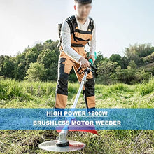 Garden Grass Trimmer Cordless with Wheels with Armrest String Trimmer Battery Grass Cutter Electric Lawn Mower 20AH 30AH Lithium Battery 1200W Motor Power 8000r/min (24V/20A)